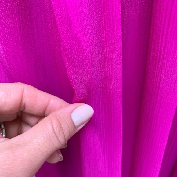 Badgley Mischka Collection Magenta Fluorescent Chiffon Strapless Gown 10 - Picture 10 of 15